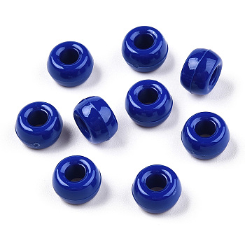 Opaque Plastic Beads, Barrel, Medium Blue, 9x6mm, Hole: 3.8mm, about 1950pcs/500g