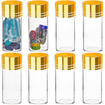 40Pcs Clear Glass Bottles Bead Containers, Screw Top Bead Storage Tubes with Aluminum Cap, Column, Golden, 2.2x5cm, Capacity: 10ml(0.34fl. oz)