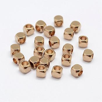 Brass Spacer Beads, Nickel Free, Cube, Raw(Unplated), 5x5mm, Hole: 3mm
