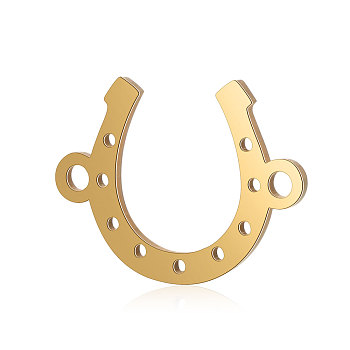 Titanium Steel Links connectors, Horse Shoe, Golden, 10x13.5x0.8mm, Hole: 1mm