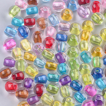 Transparent Acrylic Beads, Round, Mixed Color, 6x5mm, Hole: 2mm, about 4500pcs/500g