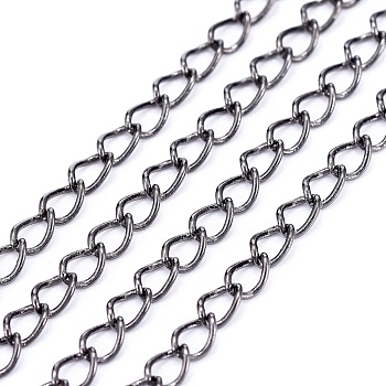 Brass Twisted Chains, Curb Chains, Soldered, with Spool, Lead Free & Cadmium Free, Gunmetal, 4x3x0.45mm, about 301.83 Feet(92m)/roll