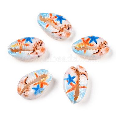 Dodger Blue Starfish Cowrie Shell Beads