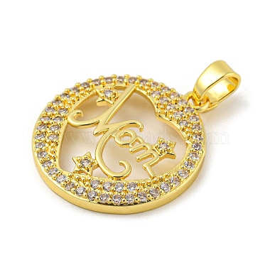 Real 18K Gold Plated Mother's Day Rack Plating Brass Micro Pave Cubic Zirconia Pendants(KK-R153-05G)-2