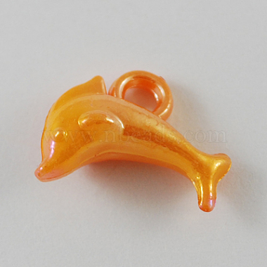 Breloques de dauphins en acrylique de couleur opaques AB(X-SACR-R697-M5)-2