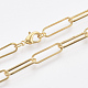Brass Flat Oval Paperclip Chain Necklace Making(MAK-S072-07A-G)-1