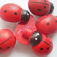 Cartoon Ladybug Buttons, Wooden Buttons, Red, about 24mm long, 17mm wide, 8mm thick, 250pcs/bag(NNA0Z58)