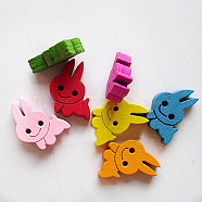 Cartoon Bunny Buttons, Wooden Buttons, Rabbit, Mixed Color, about 13mm long, 16mm wide, 3.5mm thick(NNA0Z6B)