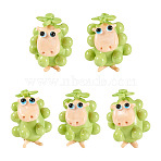 5Pcs Handmade Lampwork Display Decorations, Sheep, Green Yellow, 28x35mm(LAMP-TA0002-60B)