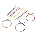 7Pcs Polyester Braided Round Cord Slider Bracelet Making, with Alloy Findings, Fit for Connector Charms, Golden, Mixed Color, 8.27~8.39 inch(21~21.3cm), Hole: 2.3mm, 7 colors, 1pc/color(MAK-TA0001-39B)