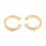 Brass Micro Pave Clear Cubic Zirconia Ear Cuff Findings, with Loop, Cadmium Free & Lead Free, Long-Lasting Plated, Rack Plating, Real 18K Gold Plated, 14.5x14x2.5~4.5mm, Hole: 1.2mm(KK-Z158-06G)