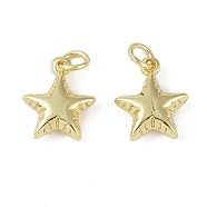 Brass Pendant with Jump Ring, Heart/Star Charm, Star, 13.5x11x4mm, Hole: 3mm(KK-O147-01A-G)