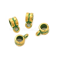 Alloy Tube Bails, Column, Golden & Green Patina, 9x6x4.5mm, Hole: 2mm, Inner Diameter: 3.7mm(FIND-Z063-42G)