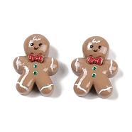 Christmas Theme Opque Resin Decoden Cabochons, Gingerbread Man, 14x10.5x5mm(CRES-M036-03R)