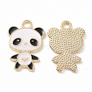 Alloy Enamel Pendants, Panda Charm, Golden, 21.5x14.5x1mm, Hole: 2mm(ENAM-B054-05G-01)