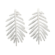 Non-Tarnish 304 Stainless Steel Stud Earring for Women, Leaf, Stainless Steel Color, 45.5x27mm(EJEW-C067-15P)