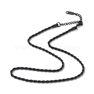 304 Stainless Steel Rope Chain Necklace for Men Women, Gunmetal, 15.98 inch(40.6cm)(NJEW-K245-023B)