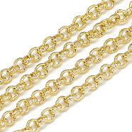 Aluminum Rolo Chains, Belcher Chains, Textured, Unwelded, Pale Goldenrod, 3.6x1.4mm(X-CHA-S001-031B)