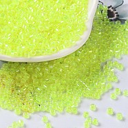 Glass Seed Beads, Opaque Colours Rainbow, Cylinder, Green Yellow, 2.5x2mm, Hole: 1.4mm(X-SEED-S042-13A-04)
