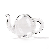 Round Mechanized Blown Glass Teapot, for Stud Earring or Crafts, Clear, 33x20x19mm(GLAA-P052-01)
