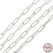 Rhodium Plated 925 Sterling Silver Paperclip Chains, Soldered, Platinum, Link: 11x4.5x1mm(STER-F052-01P)
