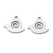 304 Stainless Steel Charms, Laser Cut, Snail Charm, Stainless Steel Color, 9.5x11x1mm, Hole: 1.2mm(STAS-S153-02P)