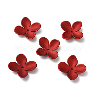 Opaque Acrylic Bead Cap, 4-Petal Flower, Red, 21x21.5x6mm, Hole: 1.8mm(MACR-C017-02)