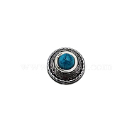 Zinc Alloy Buttons, with Plastic Imitation Turquoise Beads and Iron Screws, for Purse, Bags, Leather Crafts Decoration, Half Round, Deep Sky Blue, 12mm(PW-WG45298-01)