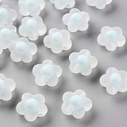 Transparent Acrylic Beads, Frosted, Bead in Bead, Flower, Light Blue, 16.5x17x9.5mm, Hole: 2.5mm, about 390pcs/500g(TACR-S152-09C-10)