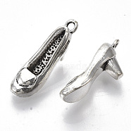 Tibetan Style Alloy Pendants, Cadmium Free & Lead Free, High-Heeled Shoes, Antique Silver, 22x7x9mm, Hole: 1.5mm, about 575pcs/1000g(TIBE-S320-027AS-LF)