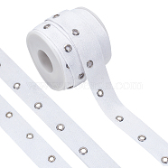 8 Yards Cotton Twill Tape Ribbons with Stainless Steel Eyelets, Flat, White, 1 inch(25mm)(OCOR-BC0006-43B)