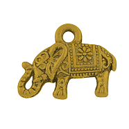 Tibetan Style Alloy Elephant Pendants, Cadmium Free & Nickel Free & Lead Free, Antique Golden, 13x17x3.5mm, Hole: 2mm(X-TIBEP-23670-AG-FF)