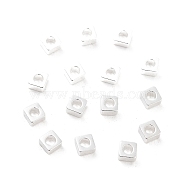 Brass Beads, Cadmium Free & Lead Free, Square, 925 Sterling Silver Plated, 3x3x1.5mm, Hole: 1.6mm(KK-M288-04S-B)