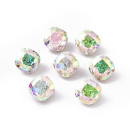 K5 Glass Rhinestone Cabochons, Pointed Back & Back Plated, Faceted, Square, Colorful, 8x8x5.5mm(RGLA-A025-03A-001PH)