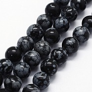 Natural Snowflake Obsidian Beads Strands, Round, 10mm, Hole: 1mm, about 37pcs/strand,  14.76 inch(37.5cm)(X-G-I199-36-10mm)