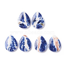 Natural Sodalite Cabochons, Teardrop with Pattern, 25x18x4mm, about 2pcs/pair(G-D478-04B-01)