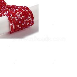 Imitation Jade Glass Beads Strands, Half AB Color Plated, Faceted, Frosted, Rondelle, Dark Red, 3x2mm, Hole: 0.7mm, about 155pcs/strand, 15.75 inch(40cm)(EGLA-YW0003-19A-06)