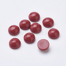 Synthetic Coral Cabochons, Half Round/Dome, 6x3mm(X-G-F501-03-6mm)