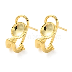 925 Sterling Silver Stud Earring Findings, Real 18K Gold Plated, 13x7mm, Pin: 0.8x11mm(STER-NH0012-02G)