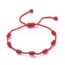 Nylon Braided Knot Cord Bracelet, Lucky Adjustable Bracelet for Kids, Red, Inner Diameter: 1-1/4~3-1/8 inch(3.2~7.8cm)(BJEW-JB08369-01)