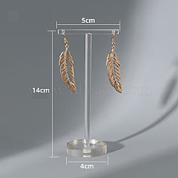 T Shaped Acrylic Earring Display Stand, Jewelry Displays Rack, Jewelry Tree Stand, with Holes and Flat Round Pedestal, Clear, 4x5x14cm(CON-PW0001-146B-01B)