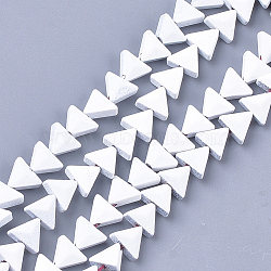 Spray Painted Non-magnetic Synthetic Hematite Beads Strands, Triangle, White, 6x7x3.5mm, Hole: 0.8mm, about 66~70pcs/strand, 15.1 inch~16.3 inch(G-T116-15-16)