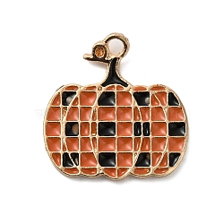 Thanksgiving Day Golden Tone Alloy Enamel Pendants, Pumpkin, 20.5x20x1.5mm, Hole: 2mm(ENAM-M002-01G-G)