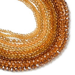 Electroplate Glass Beads Strands, Mixed Styles, Sandy Brown, 3~6x2~5mm, Hole: 0.4~1mm, 1 strand/style(EGLA-FS0001-42C)