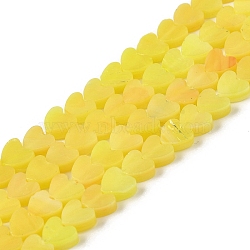 Handmade Lampwork Beads Strands, Heart, Gold, 6x6x2~2.5mm, Hole: 1mm, about 77pcs/strand, 15.75''~16.14''(40~41cm)(LAMP-Q035-01G)