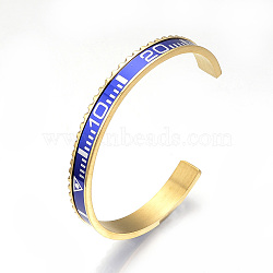 304 Stainless Steel Cuff Bangles, Golden, 2-3/8 inch(61.5mm)(BJEW-Q684-05G)
