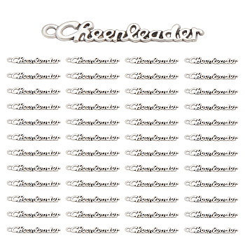 50Pcs Alloy Pendants, Word Cheerleader Charm, Antique Silver, 27.5x5x1.5mm, Hole: 1.4mm, 20pcs/bag