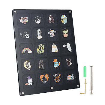 Acrylic with Felt Commemorative Coin Display Tray, Desktop Coin Organizer Holder, Rectangle, Black, 266x210x9.5mm