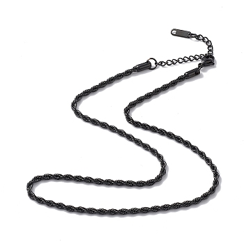 304 Stainless Steel Rope Chain Necklace for Men Women, Gunmetal, 15.98 inch(40.6cm)