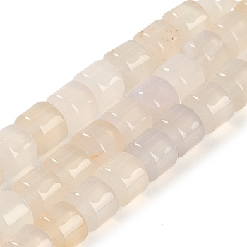 Natural White Agate Beads Strands, Column, 10x10mm, Hole: 1.4mm, about 40pcs/strand, 15.47 inch(39.3cm)